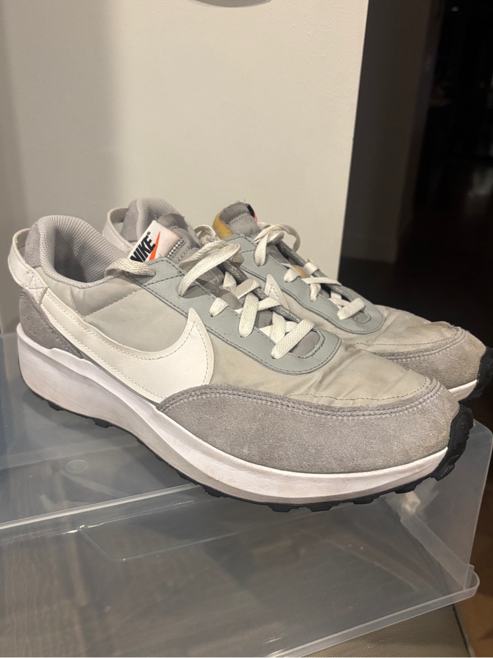 Nike Men's 11.5 Waffle Debut Light Gray & White Suede Low-Top Sneakers